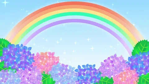 Hydrangea and rainbow background animation. Stock Footage 169558455