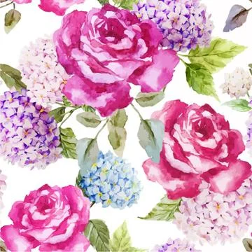 Hydrangea and roses Stock Illustration