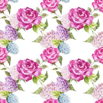 Hydrangea and roses Stock Illustration