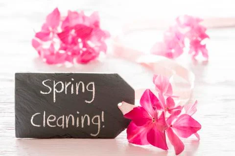 Hydrangea Blossom, Text Spring Cleaning Foto stock
