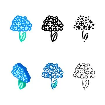 Hydrangea flower color icon vector range Stock Illustration