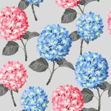 Hydrangea flower seamless Stock Illustration