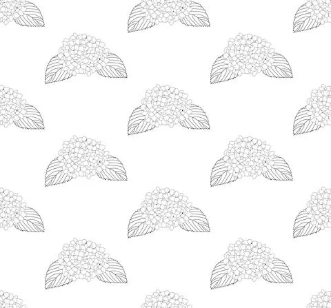 Hydrangea Flower Seamless on White Background Stock Illustration
