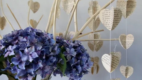 Hydrangeas and paper heart Stock Footage 101750191
