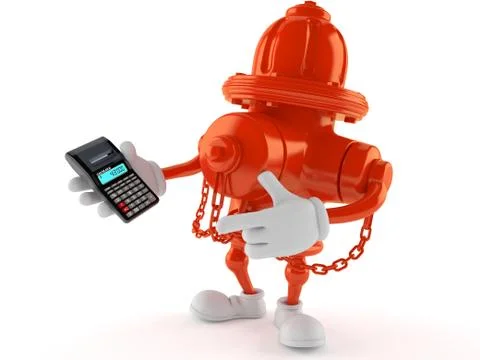 Hydrant character holding calculator Stock Illustration