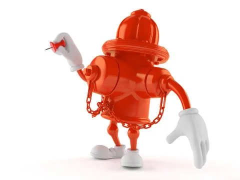 Hydrant character holding thumbtack Stock Illustration