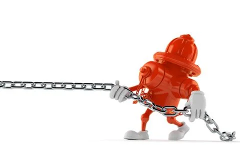 Hydrant character pulling chain Illustrazione stock