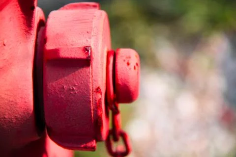 Hydrant red and unfocused background Stock Photos