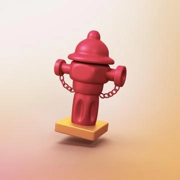 Hydrant - stylized 3d CGI icon object Stock Illustration