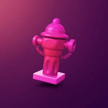 Hydrant - stylized 3d CGI icon object, Not gen Ai Stock Illustration