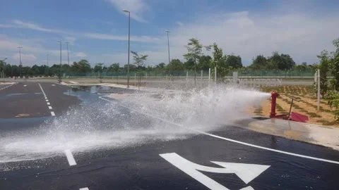 Hydrant water test 03 Stock Footage 135960642