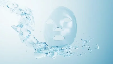 Hydrating sheet mask material immersed in dynamic clear water splash motion Stock Footage 327517162