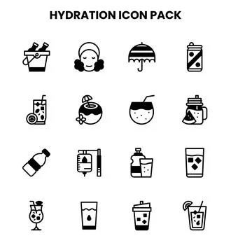 Hydration DuoTone Scalable Icons Pack Stock Illustration