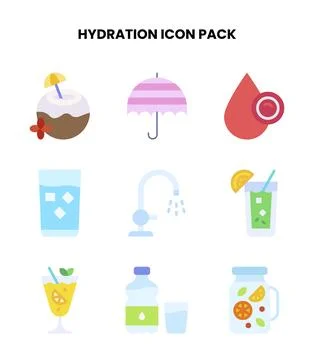 Hydration Flat Graphics Icons Pack Stock Illustration