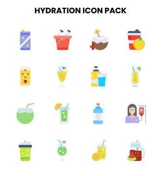 Hydration Flat Icons Pack Stock Illustration