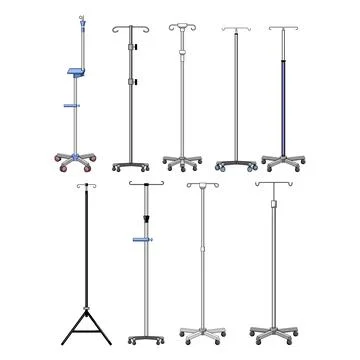 Hydration iv drip stand set cartoon vector illustration Illustrazione stock