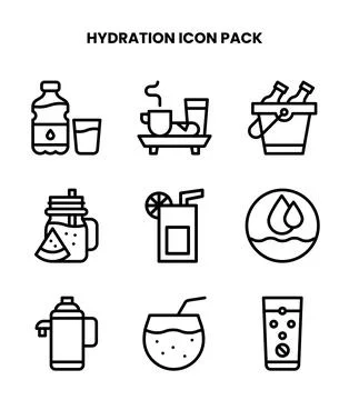 Hydration Line Icons Pack Stock Illustration