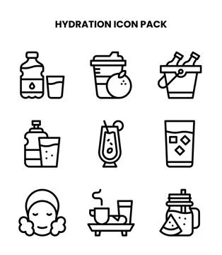 Hydration Line Scalable Icons Pack Stock Illustration