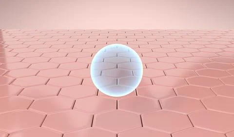 Hydration Sphere on Smooth Skin Surface - 3d illustration Stock Illustration