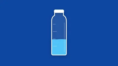 Hydration Tracker Water Bottle Filling Animation with Smooth Wave Motion Stock Footage 346612538