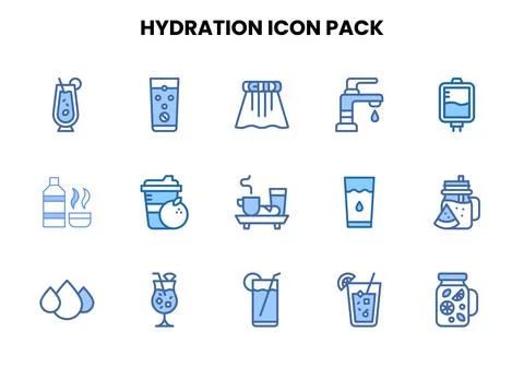 Hydration Two Colour Design Icons Pack Stock Illustration