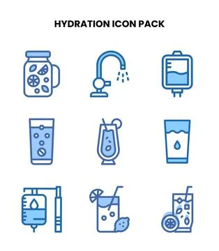 Hydration Two Colour Icons Pack Stock Illustration