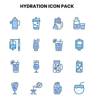 Hydration Two Colour Vector Icons Pack Stock Illustration