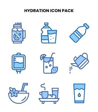 Hydration Two Colour Vector Icons Pack Stock Illustration
