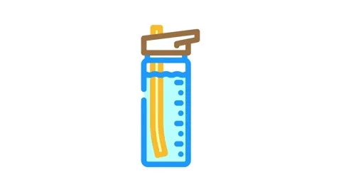 Hydration water bottle diarrhea color icon animation Stock Footage 327257518