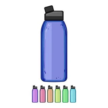 Hydration water bottle reusable cartoon vector graphic Stock Illustration