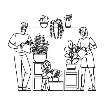Hydration watering indoor plants vector Stock Illustration