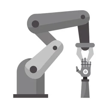 Hydraulic arm holding bionic hand Vector illustration Stock Illustration