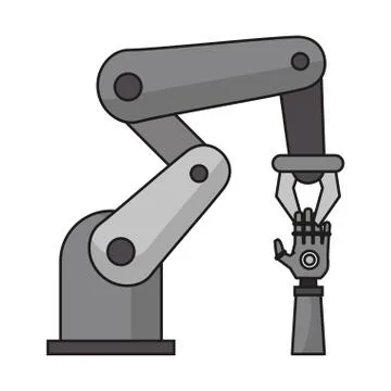 Hydraulic arm holding bionic hand Illustrazione stock
