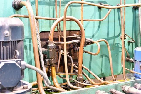 Hydraulic control system of cnc machine tool. 스톡 사진