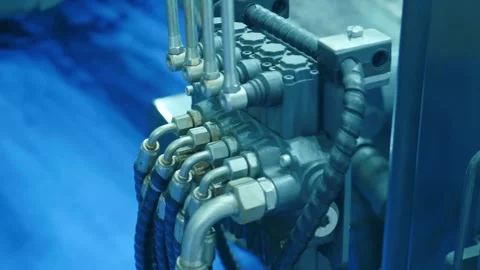 Hydraulic control unit with multiple levers on a drilling equipment  Stock Footage 333322219