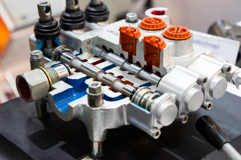 Hydraulic Control valve unit Stock Photos