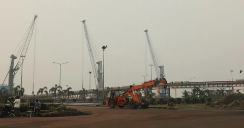Hydraulic Crane work at site Stock Footage 278564059