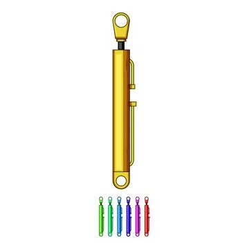 Hydraulic cylinder machine equipment producing mechanical force Stock Illustration