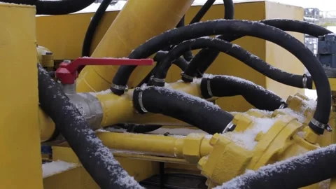 Hydraulic drive of the crane Stock Footage 145661082