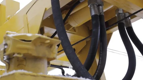 Hydraulic drive of the crane Stock Footage 145661275