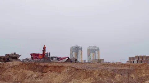 Hydraulic Excavator working in the construction site. Stock Footage 73689936