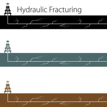 Hydraulic Fracking Banner Icon Set 스톡 일러스트