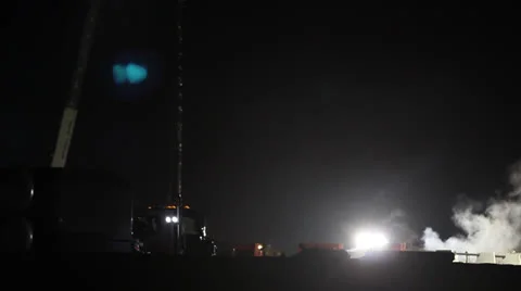 Hydraulic Fracturing Site (Fracking) Stock Footage 24653451