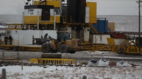 Hydraulic Fracturing Site (Fracking) Stock Footage 24654871