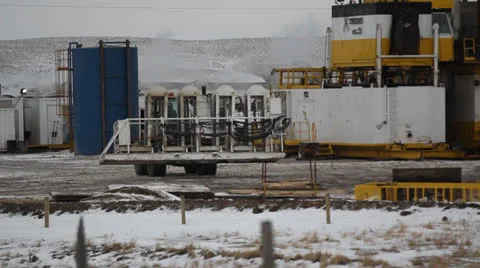 Hydraulic Fracturing Site (Fracking) Stock Footage 24656059