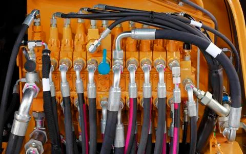 Hydraulic hoses Stock Photos