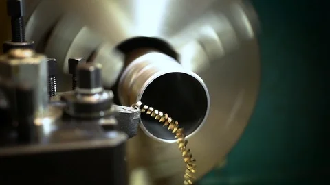 Hydraulic lathe at work Stock Footage 125774989