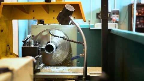Hydraulic lathe at work Stock Footage 125776979