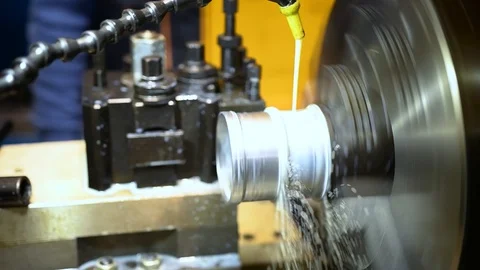 Hydraulic lathe at work Stock Footage 125778713