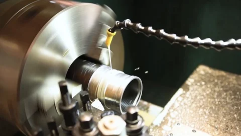 Hydraulic lathe at work Stock Footage 125779719